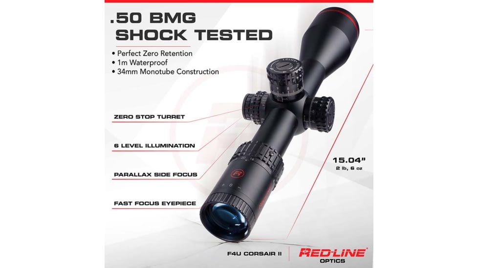 Red-Line Optics F4U Corsair II 5-30x56mm Rifle Scope, 34mm Tube, First Focal Plane, Zero Stop, Illuminated Tactical/Hunting Reticle, Black/Red, O2-Z846-JLNG