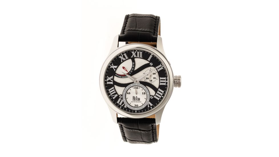 Bhutan Genuine Leather Mens Watch,Black/Silver Dial,Steel,Black