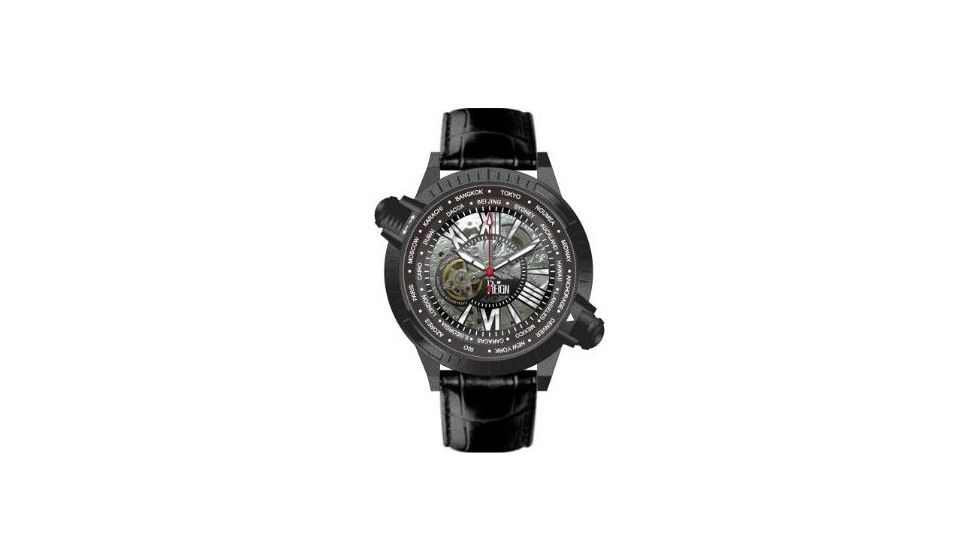 USED Reign Men's Thanos Watch, Black Dial, Black Bezel, Black Leather Strap REIRN2102, EDEMO1