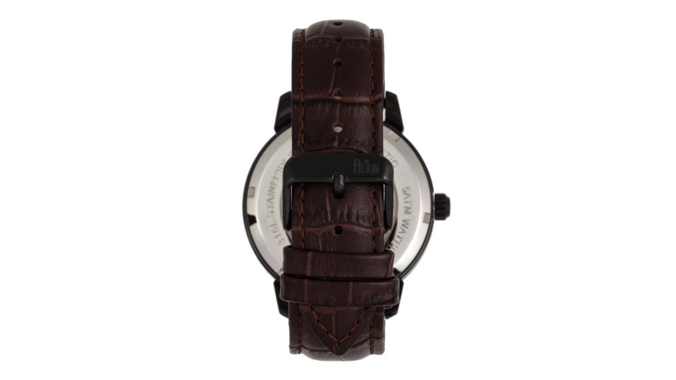 Reign Rudolf Automatic Skeleton Leather-Band Watch, Brown/Black, One Size, REIRN5903