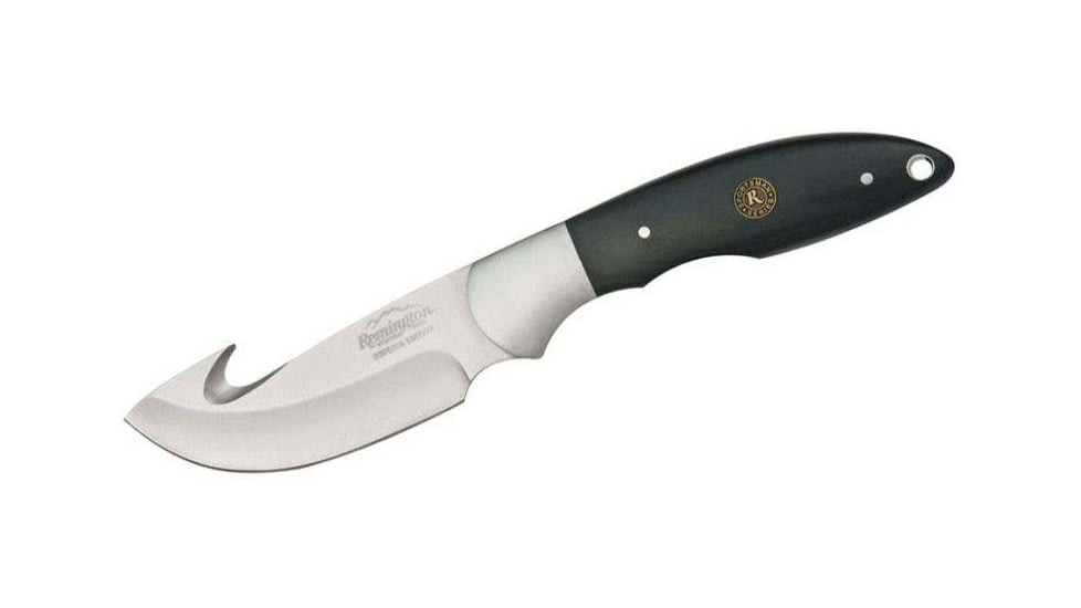 Remington Sportsman 8in Skinner Fixed Blade Knife, 440 Stainless Steel, V-Flat Stonewashed Blade, Tan/Black Molded Handle, 15675