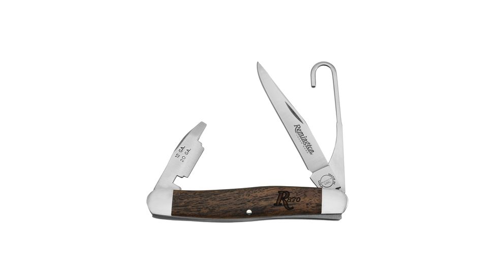 Remington Heritage 870 Upland R11 Folding Knife/Tool Clip Point Blade Plus Bird Hook And 12/20 Gauge Choke Tube Tool 3 Inch Blade