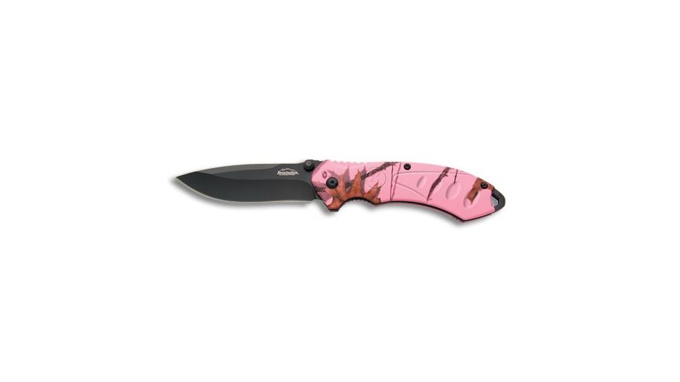 Remington Sportsman Series F.A.S.T. 2.0 Medium Folding Knife, 3.25 in Blade Length, Mossy Oak Pink Camo Aluminum Handle R11609