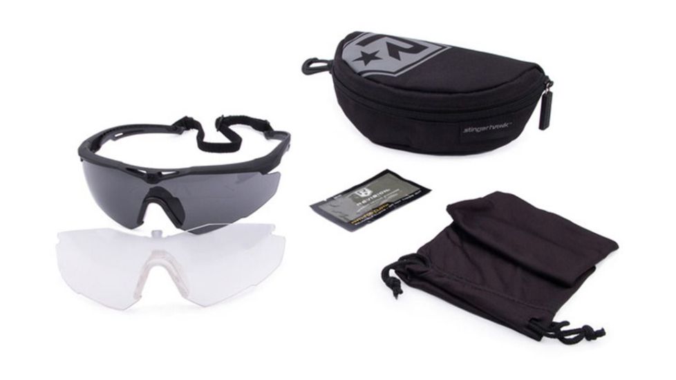 Revision Stingerhawk Eyewear Military Kit, Clear/Solar Lens, Black Frame, Large, 4-0152-0044