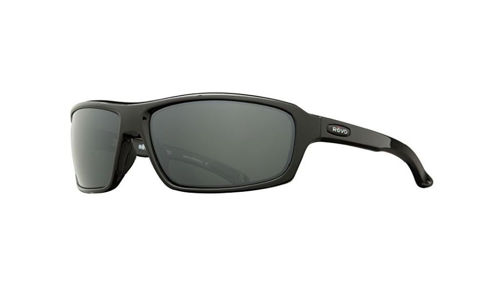 Revo Gust Single Vision Prescription Sunglasses, Shiny Black Frame, Polarized, RE 4072X 01 GYSV