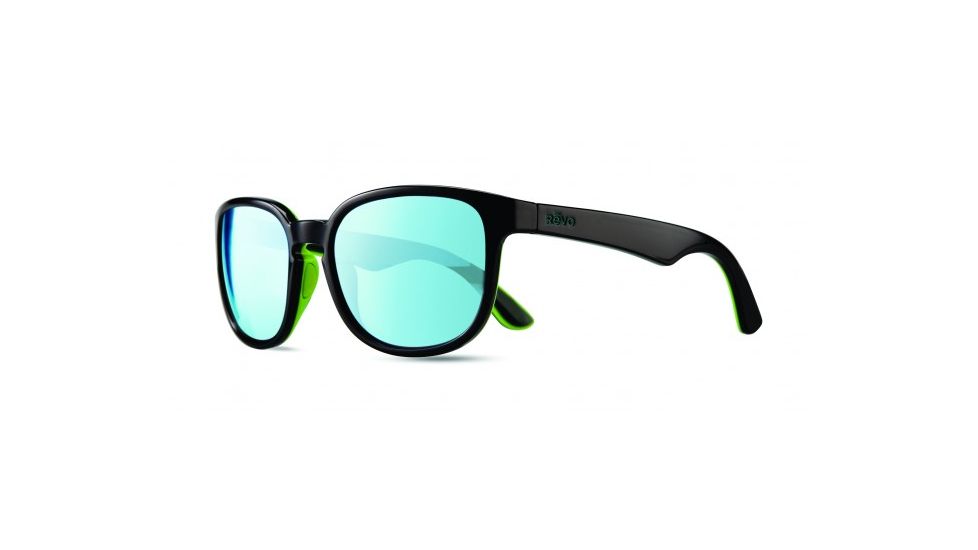 Revo Kash Single Vision Prescription Sunglasses, Black/Green/Blue Frame, Polarized, RE 1028 01 BLSV