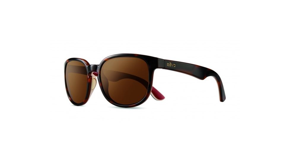 Revo Kash Single Vision Prescription Sunglasses, Tort/Bone/Red Frame, Polarized, RE 1028 02 BRSV