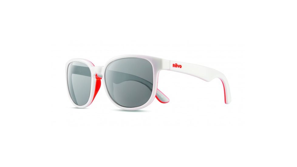 Revo Kash Single Vision Prescription Sunglasses, White/Coral/Grey Frame, Polarized, RE 1028 09 GYSV