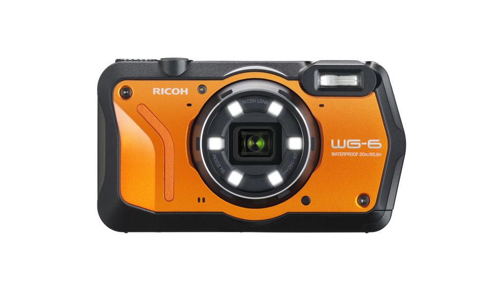 Ricoh WG-6 Digital Camera, 5X Optical Zoom, Orange, 3853