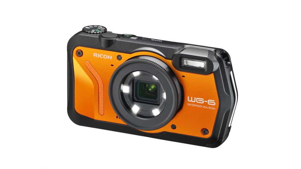 Ricoh WG-6 Digital Camera, 5X Optical Zoom, Orange, 3853