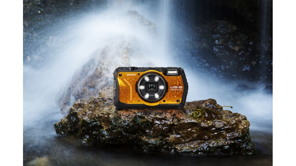 Ricoh WG-6 Digital Camera, 5X Optical Zoom, Orange, 3853