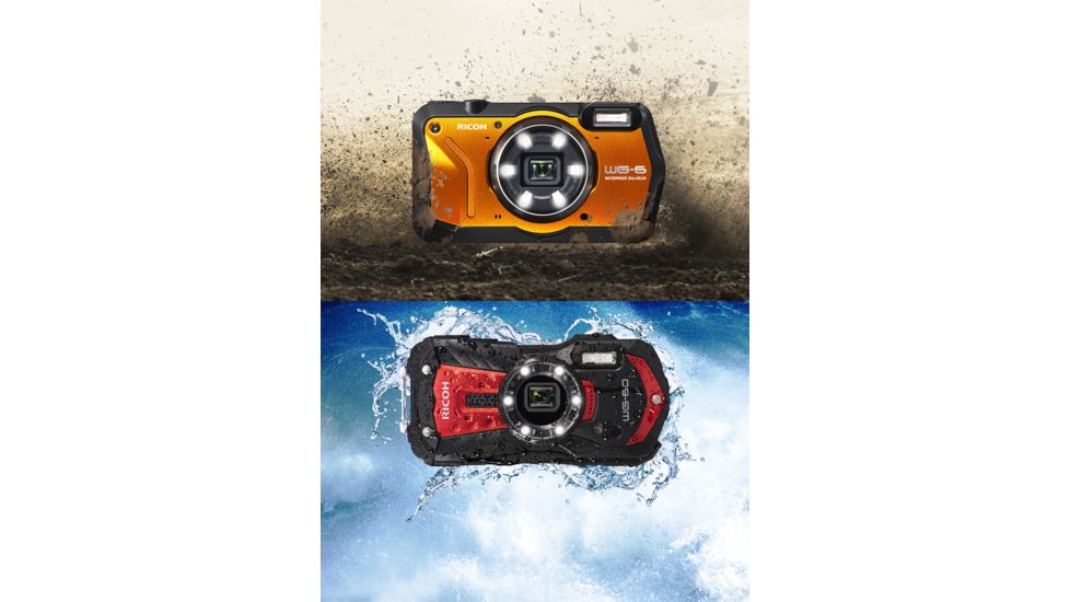 Ricoh WG-6 Digital Camera, 5X Optical Zoom, Orange, 3853