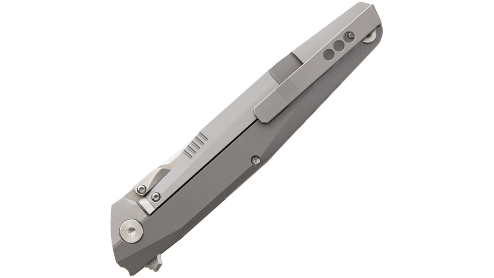 Rike Knife Kwaiken CPM S35VN Blade with Gray Matte Tiium Handle, 3.75in Satin Cpm S35Vn SS Drop Point, Gray Matte Titanium Handle, RK1507S