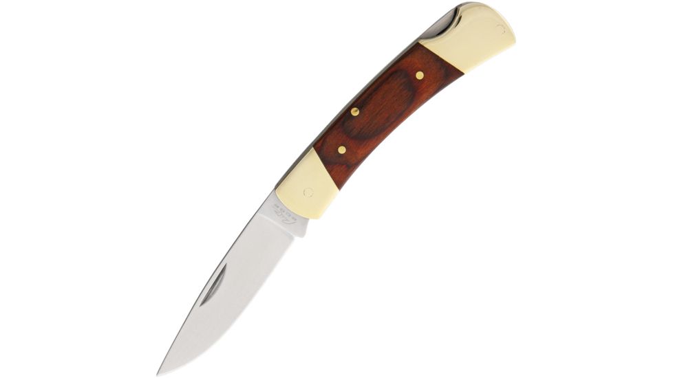 Rite Edge Lockback Wood Folding Knife,2.5in,Clip Point,Brown,Wood Handle CN211182
