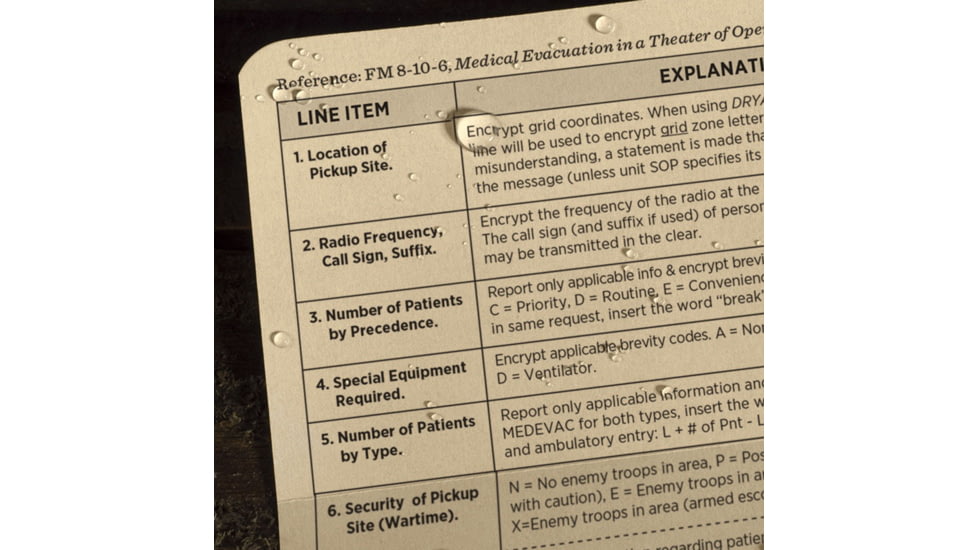 Rite in the Rain 6 X 5 9-line Combat Card - 9L991T