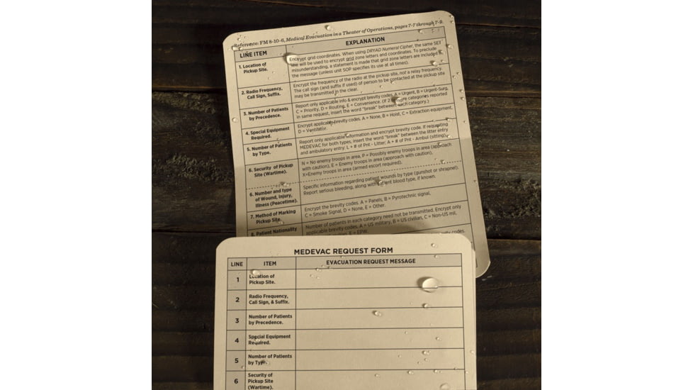 Rite in the Rain 6 X 5 9-line Combat Card - 9L991T