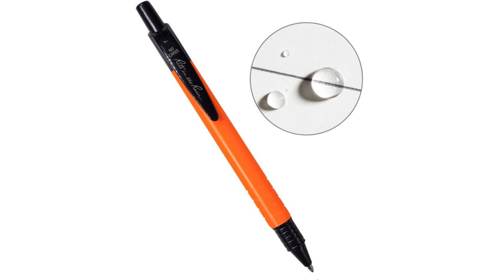 Rite in the Rain All-weather Pen, Plastic w/Clip-Black Ink, Orange, OR93