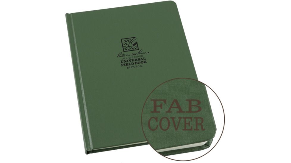 Rite in the Rain Bound Book - Fabrikoid Cover - Universal - Green, Green, 6 3/4 x 8 3/4 970F-LG