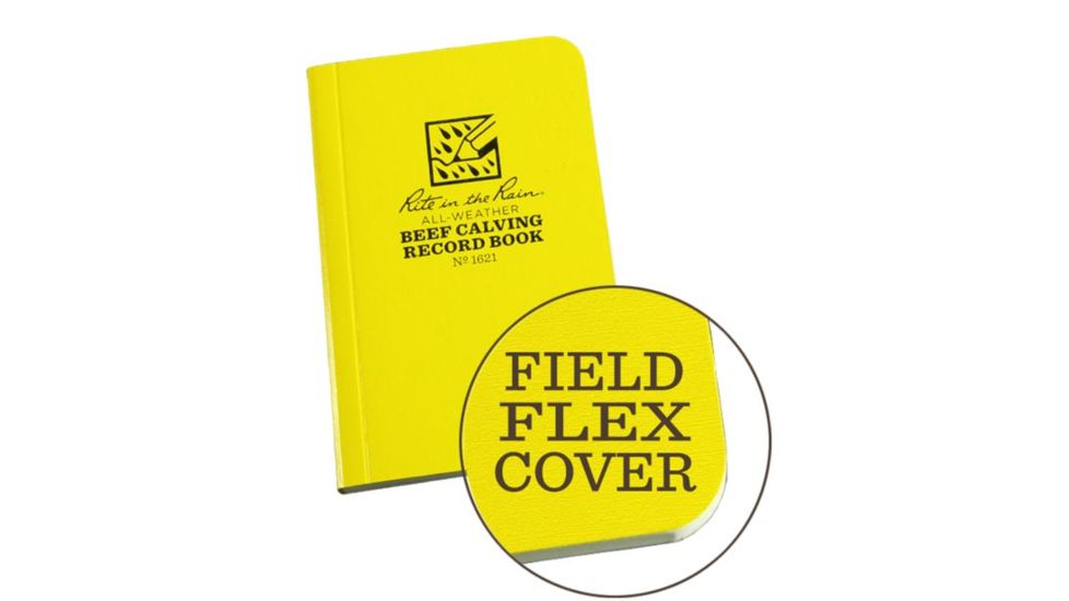 Rite in the Rain Livestock Record Book,3x4 5/8in,Beef Calving,Yellow 1621