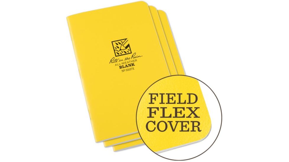 Rite in the Rain Side Stapled Notebook,Field Flex,4/5/8x7in,Yellow,Pack of 3 331FX