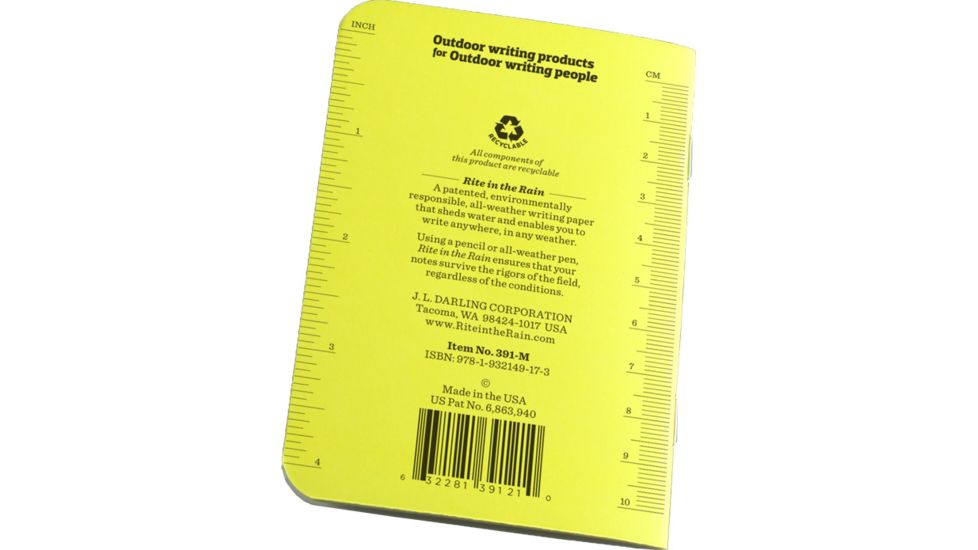 Rite in the Rain STAPLED MINI-NOTEBOOK - JOURNAL, Yellow, 3 1/4 x 4 5/8 391-M