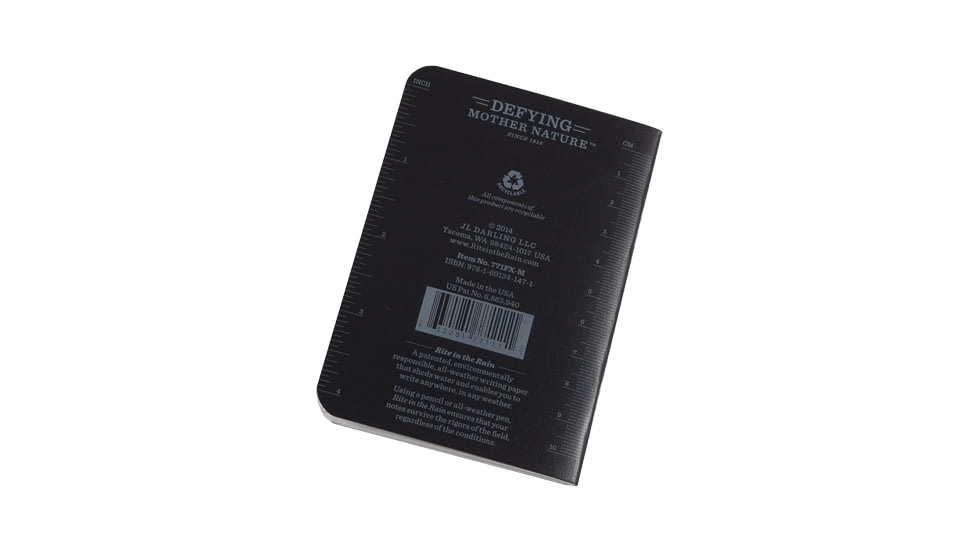 Rite in the Rain Stapled Mini Notebook - Universal - Black - 3 Pack, Black, 3 1/4 x 4 5/8 771FX-M