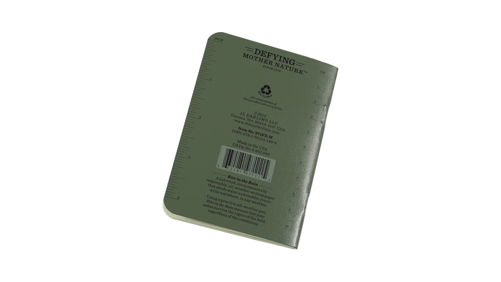 Rite in the Rain Stapled Mini Notebook - Universal - Green - 3 Pack, Green, 3 1/4 x 4 5/8 971FX-M
