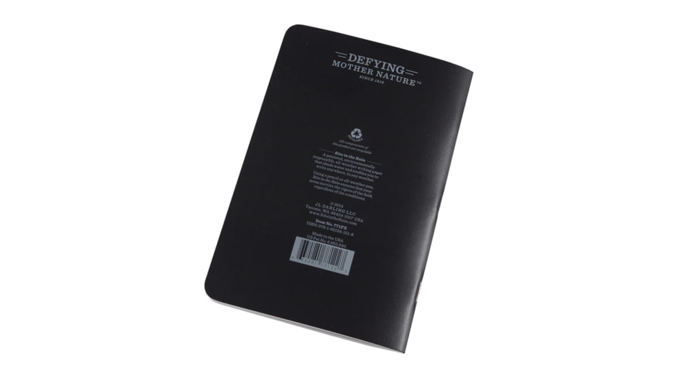 Rite in the Rain Stapled Notebook - Universal - Black - 3 Pack, Black, 4/5/8 x 7 771FX