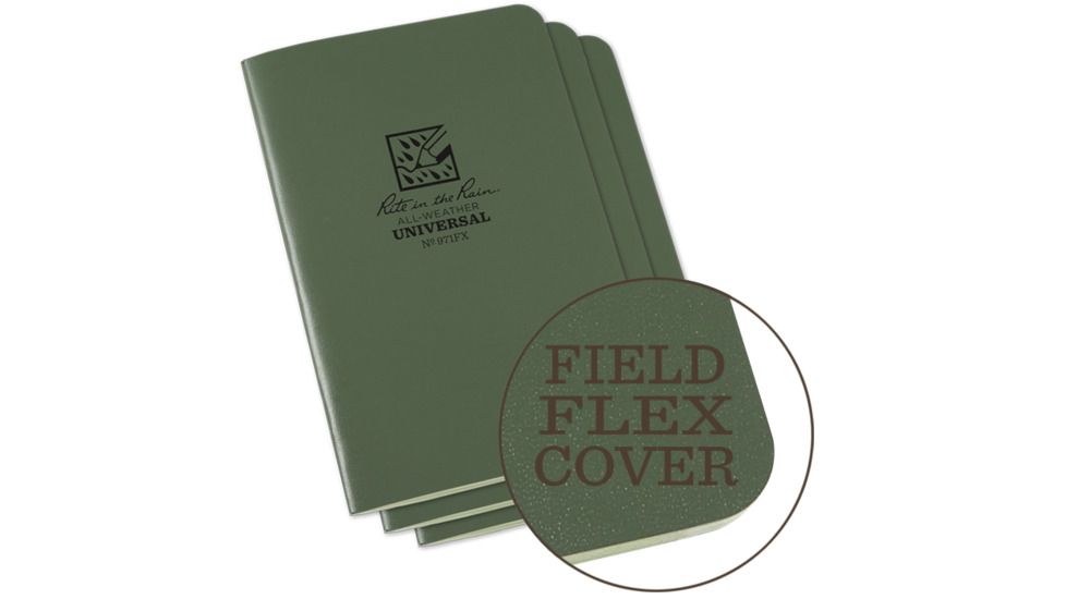 Rite in the Rain Stapled Notebook - Universal - Green - 3 Pack, Green, 4/5/8 x 7 971FX