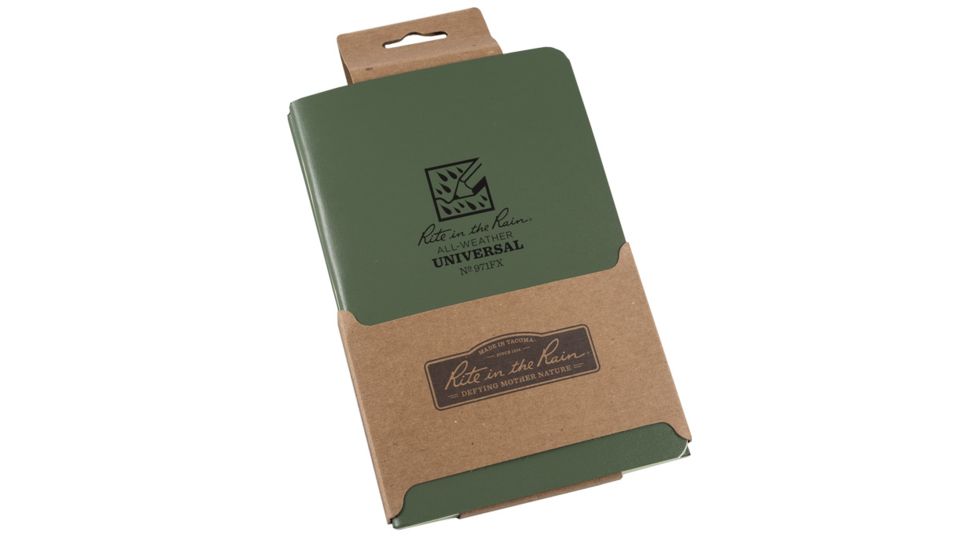 Rite in the Rain Stapled Notebook - Universal - Green - 3 Pack, Green, 4/5/8 x 7 971FX