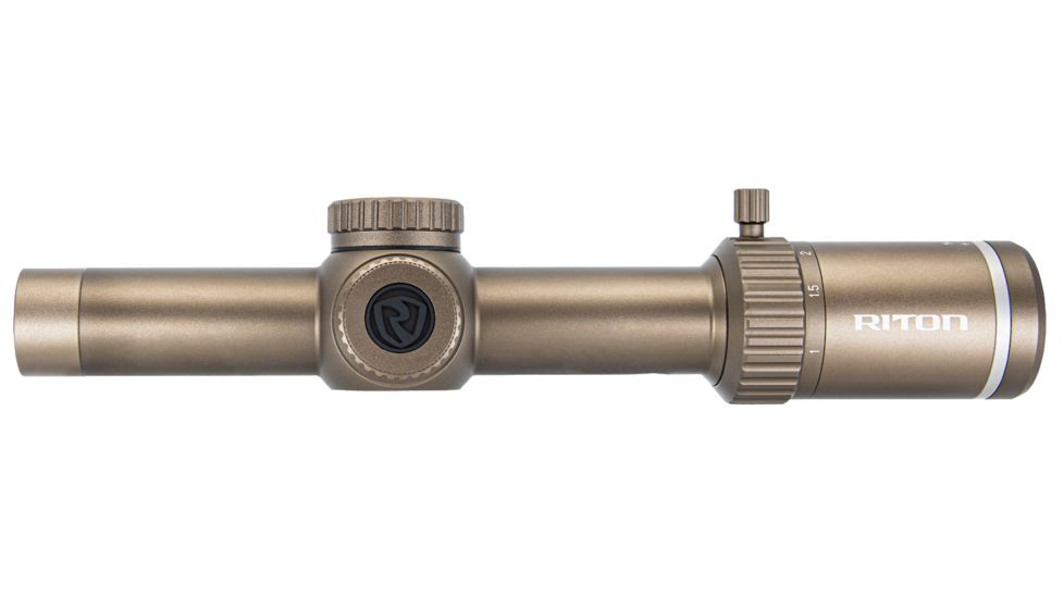 Riton Optics X3 Tactix Rifle Scope, 1-8x24mm, 30mm Tube, Second Focal Plane, OT Reticle, Anodized, FDE, Red, 3T18ASIB