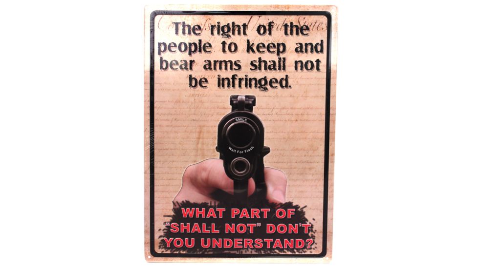 River's Edge 12in.x17in. Weatherpoof Rolled Edge Tin Sign, The Right To Keep and Bear Arms 184655