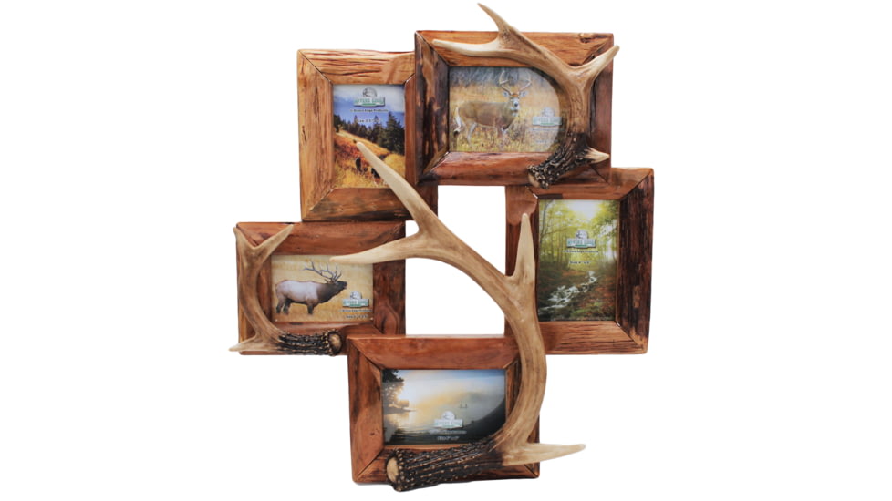 River's Edge Resin Picture Frame, 5 Photo, Deer, Antler, 19in W x 21in H, Holds Three 4inx6in, Two 3.5inx5i 184102
