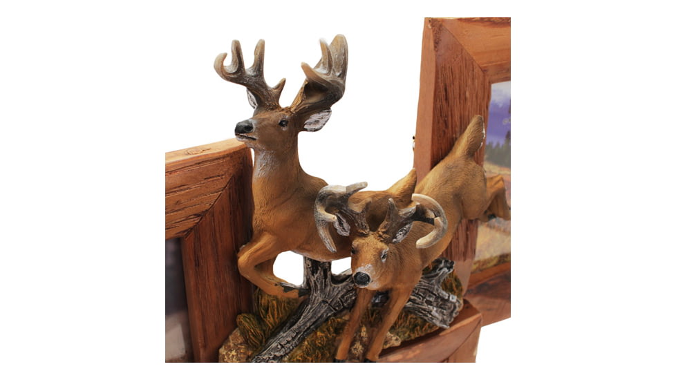 River's Edge Resin Picture Frame, 3 Picture, Deer, Firwood, 19in W x 18in H, Holds 3 - 4in x 6in Photos 184106