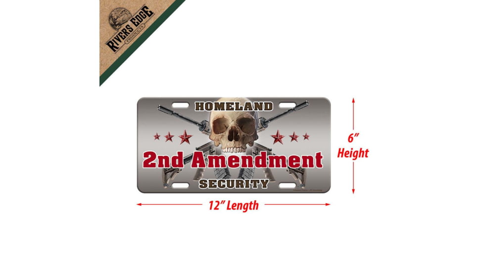Rivers Edge 2nd Amendment Vanity License Plate, 12 x 6in, 2696