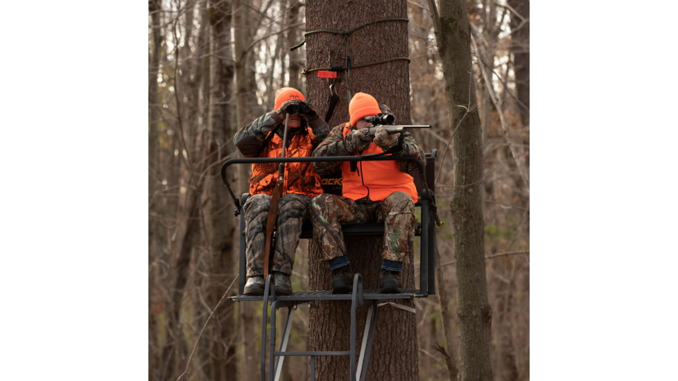Rivers Edge Treestands Lockdown 21ft 2-Man Treestand, Rivers Edge Grey, LD202E