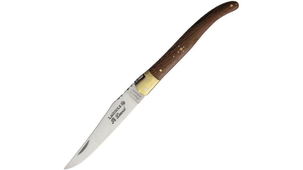 Robert David Laguiole Folder Wenge Wood Folding Knife,3.75in,12C27 Steel,Standard Edge,Satin,Brown,Wenge Wood Handle RDL0212WEN