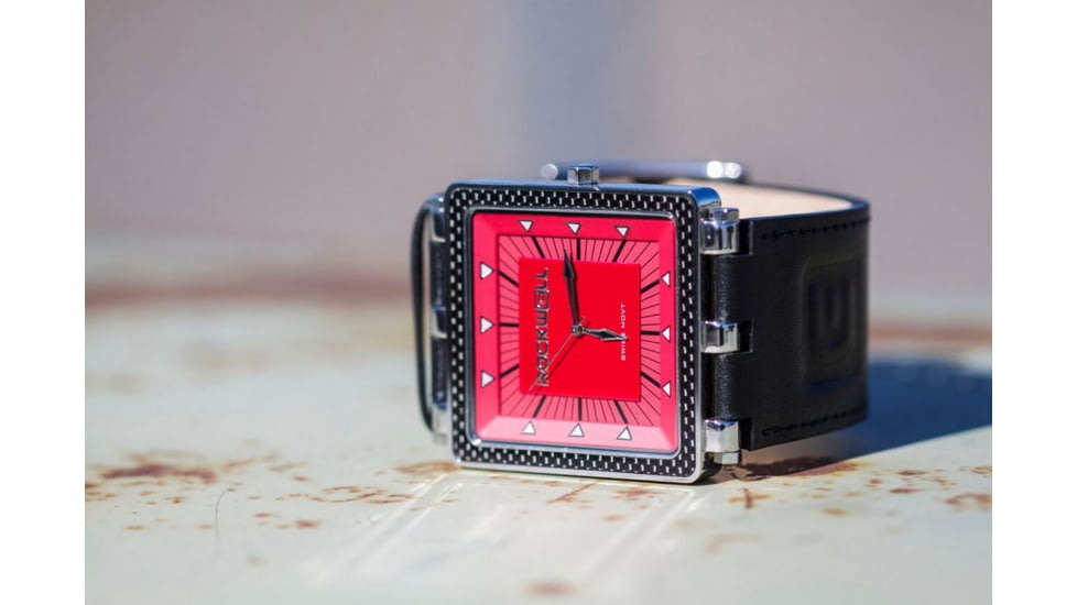 Rockwell Time CF Black Leather Case/Red Dial Mens Watch CF104