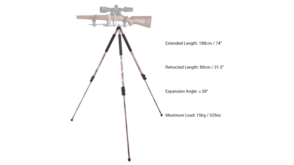 RokStad BBS V Mount Tripod Camo Gun Rest, Camouflage Color, RSGR-08