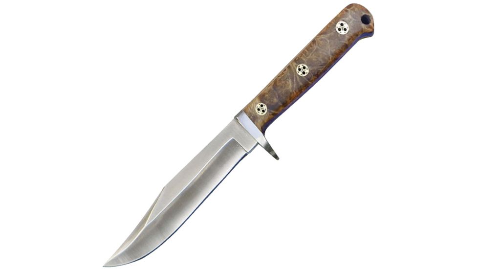 Roper Knives Tracker Hunter Knife Fixed Blade Knife, 4.625in, 1065 Carbon Steel, Standard Edge, Clip Point, Satin RP0048