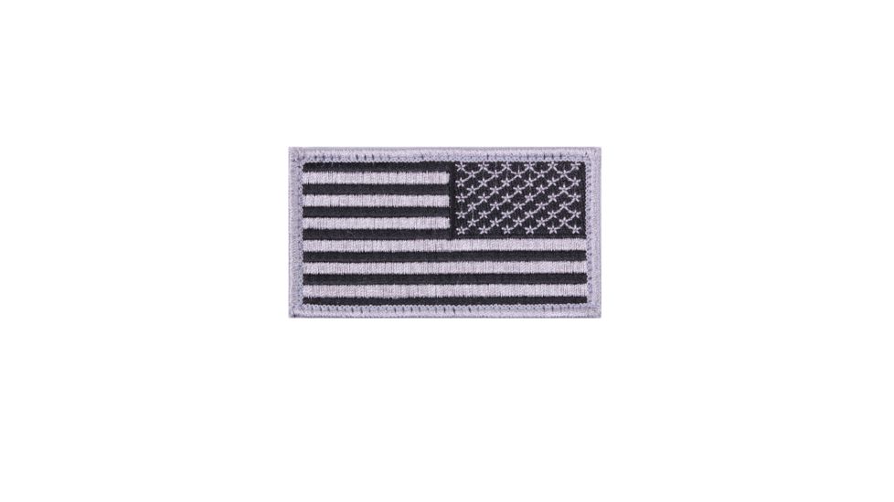 Rothco American Flag Patch - Hook Back, Black/Silver, Bulk Packaging, 17784-BlackSilver-Reverse-BulkPackaging