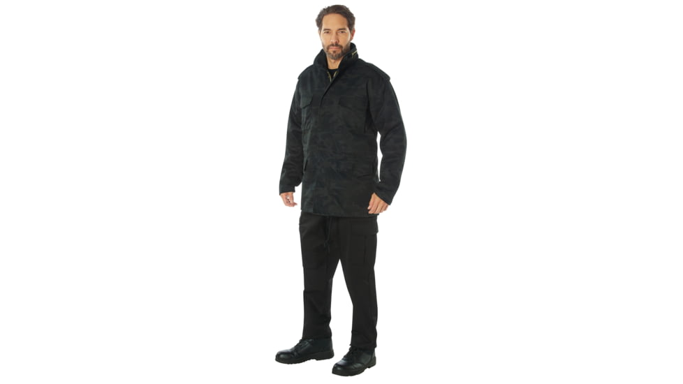 Rothco Camo M-65 Field Jacket, XL, Midnight Black Camo, 12072-MidnightBlackCamo-XL