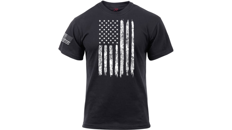 Rothco Distressed US Flag Athletic Fit T-Shirt, Black, M, 2901-Black-M