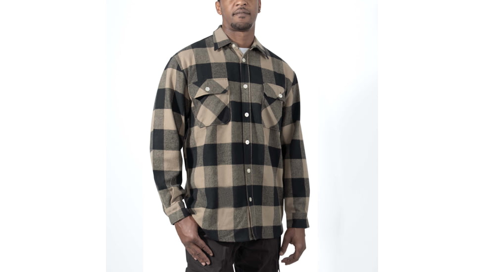 Rothco Extra Heavyweight Buffalo Plaid Flannel Shirt - Mens, Coyote Brown Plaid, Extra Large, 47380-CoyoteBrownPlaid-XL