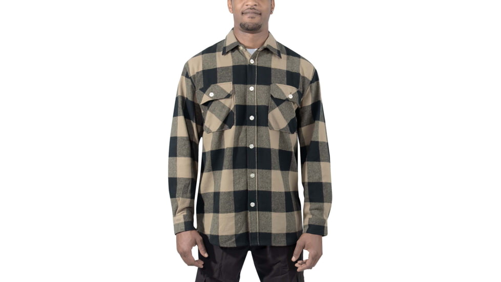 Rothco Extra Heavyweight Buffalo Plaid Flannel Shirt - Mens, Coyote Brown Plaid, Extra Large, 47380-CoyoteBrownPlaid-XL
