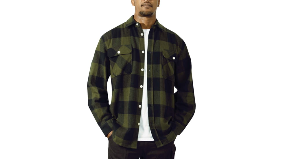 Rothco Extra Heavyweight Buffalo Plaid Flannel Shirt - Mens, Olive Drab Plaid, Extra Large, 47385-OliveDrabPlaid-XL