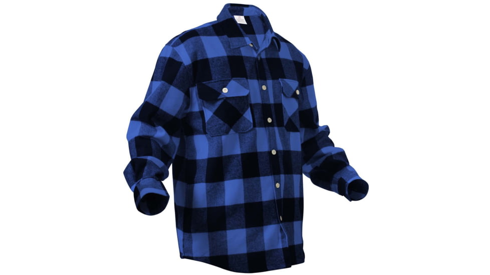 Rothco Extra Heavyweight Buffalo Plaid Flannel Shirts, Blue Plaid, Small, 4739-BluePlaid-S