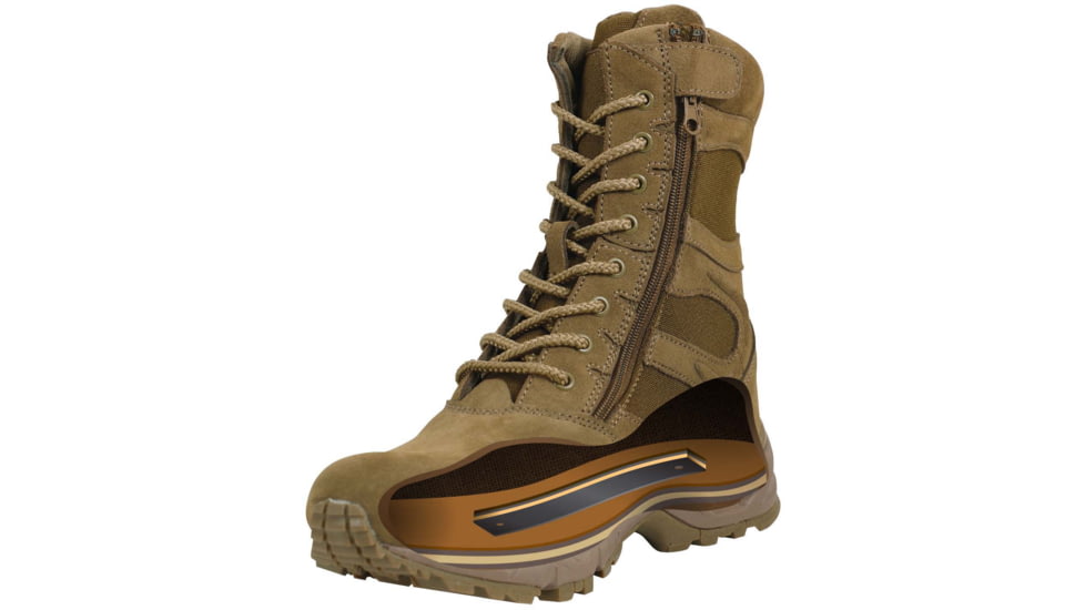 Rothco Forced Entry 8in Deployment Boots w/Side Zipper, AR670-1 Coyote Brown, 7 US, Wide, 5763-AR670-1CoyoteBrown-7-W