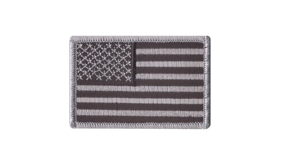 Rothco Iron On / Sew On Embroidered US Flag Patch, Black/Silver, 1666-BlackSilver-Normal