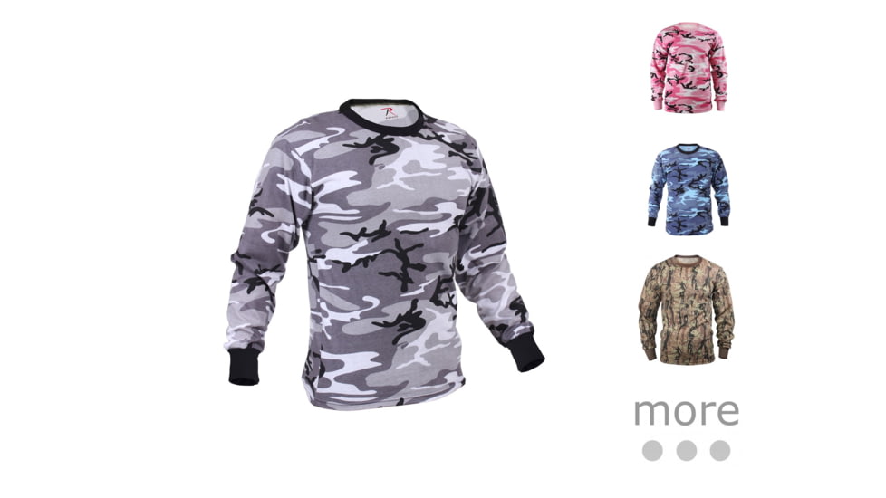 Rothco Long Sleeve Camo T-Shirt, City Camo, Pink Camo, Sky Blue Camo, Smokey Branch Camo, Tiger Stripe Camo, Woodland Camo